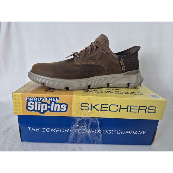 Skechers Men's Slip-Ins Sz 10.5 Brown Garza-Gervin Gogamat Arch Memory Foam Wide - Picture 1 of 9